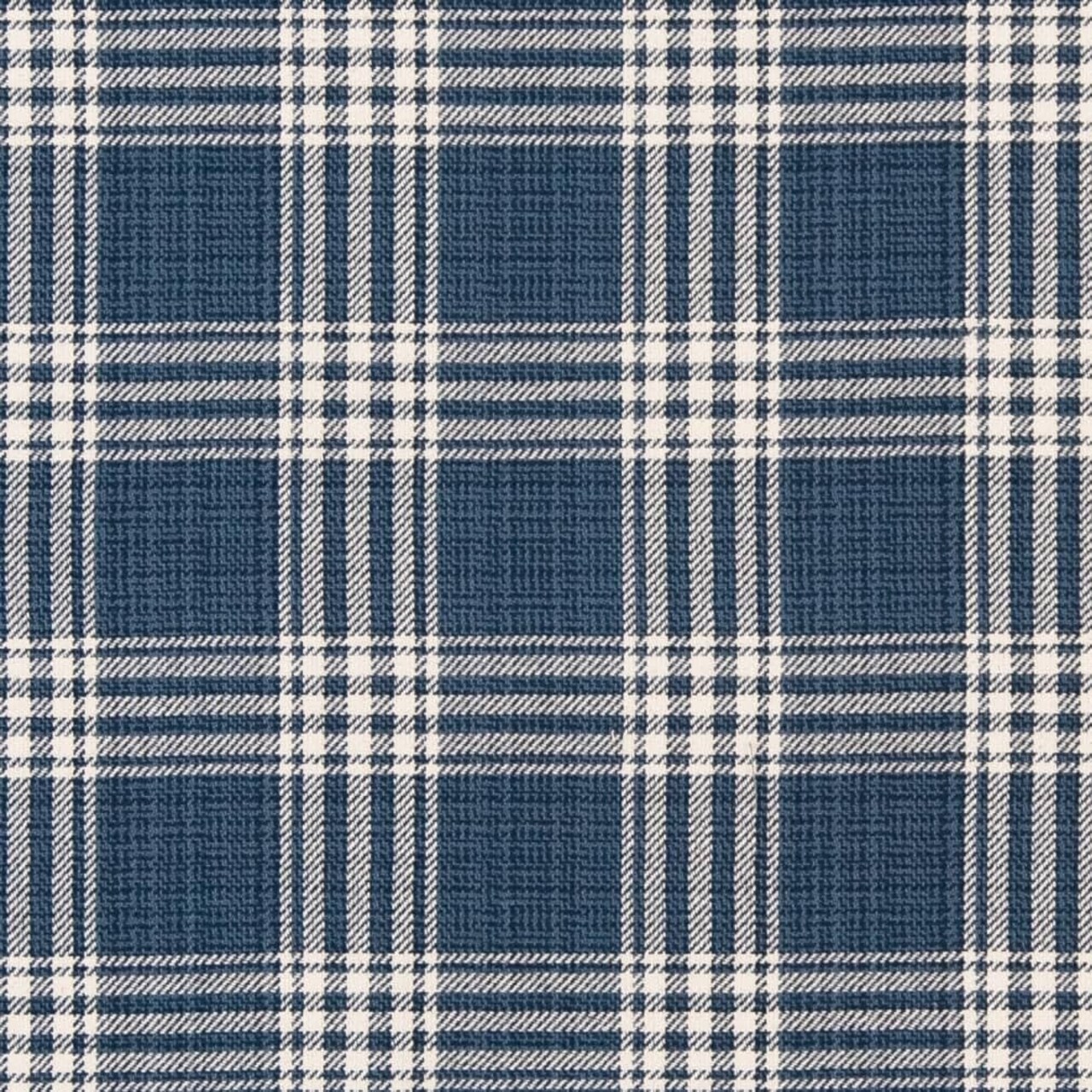 Blue Eco Friendly Plaid Woven Pattern Upholstery Fabric by The Yard - SKU: Nyla Deep Sea
